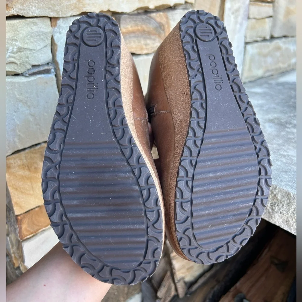 Birkenstock Papillio Ebba Brown Wedge Cork Ankle Boots Anthropologie Sz-36. C